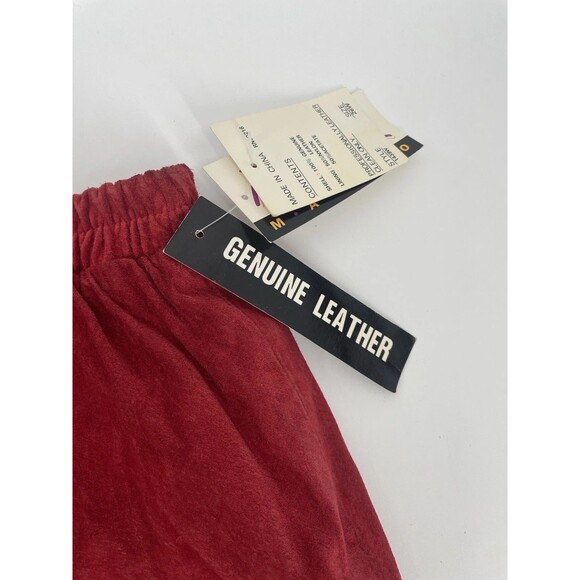 Vintage 90s Boho Western Cowgirl Rodeo Indie Sleaze Red Suede Fall Winter Skirt - Picture 4 of 15